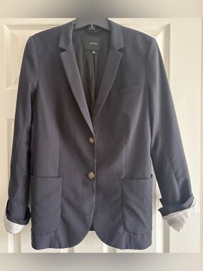 Aritzia Talula Exeter Black Wool Blend Boyfriend Blazer Jacket Coat 10 Medium